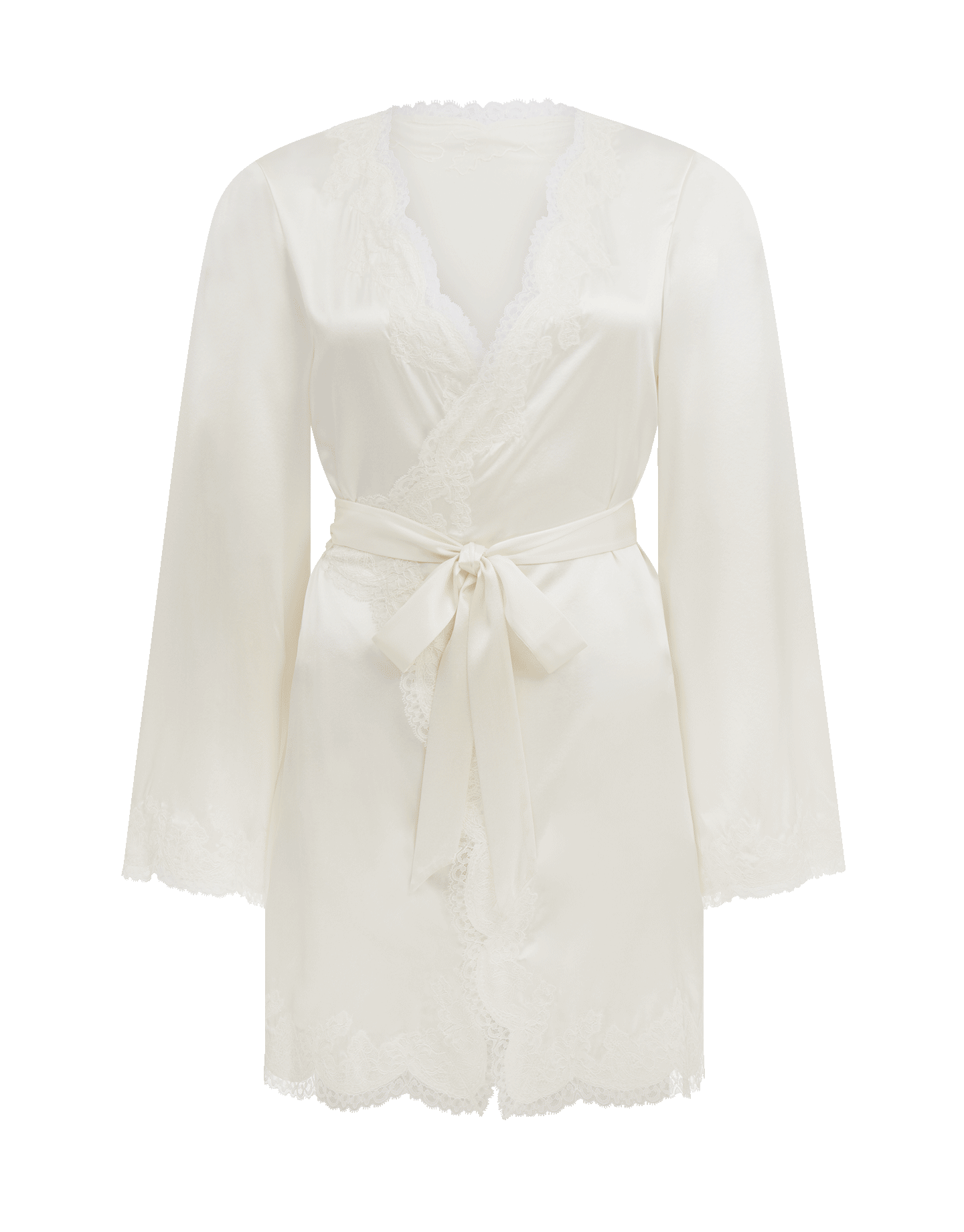White Amelea Leavers lace-trimmed silk-blend satin robe, Agent Provocateur