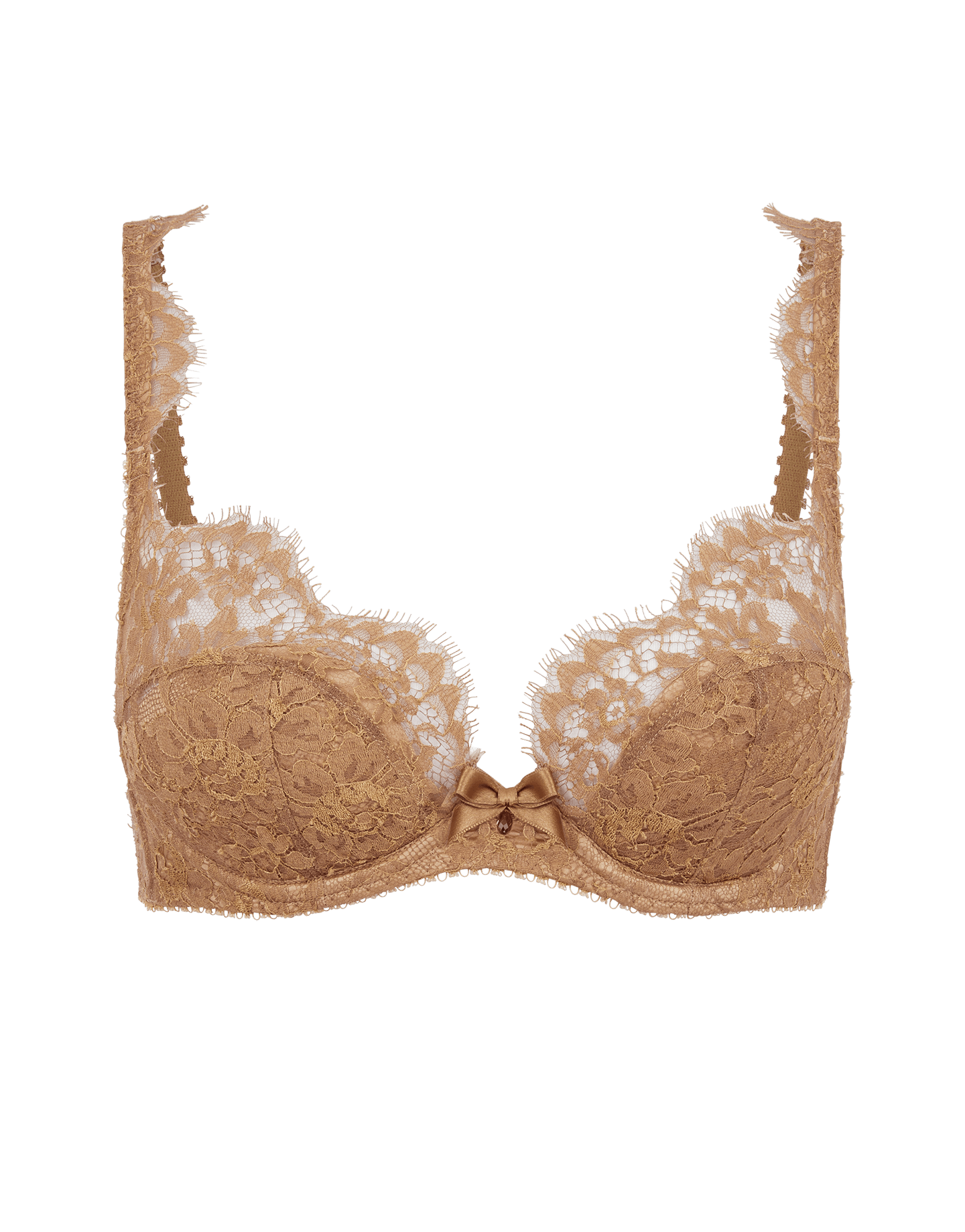 Buy A-GG Boudoir Collection Champagne Gold Lace Plunge Bra 36E, Bras