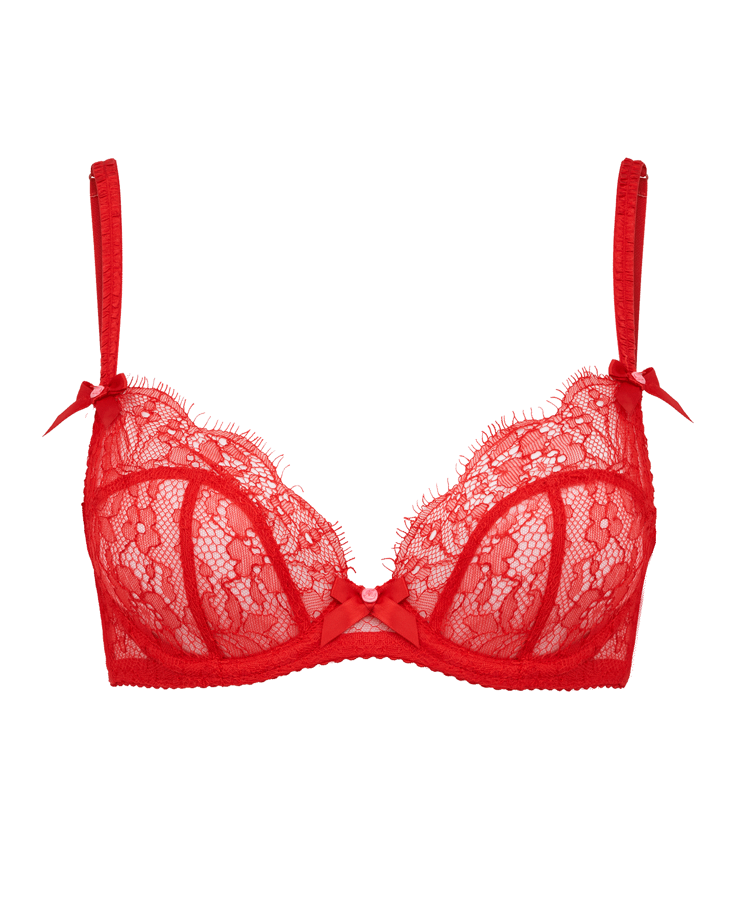 LAVRA Women's Plus Size Plunge Lace Bralette-XL/2X- Red 