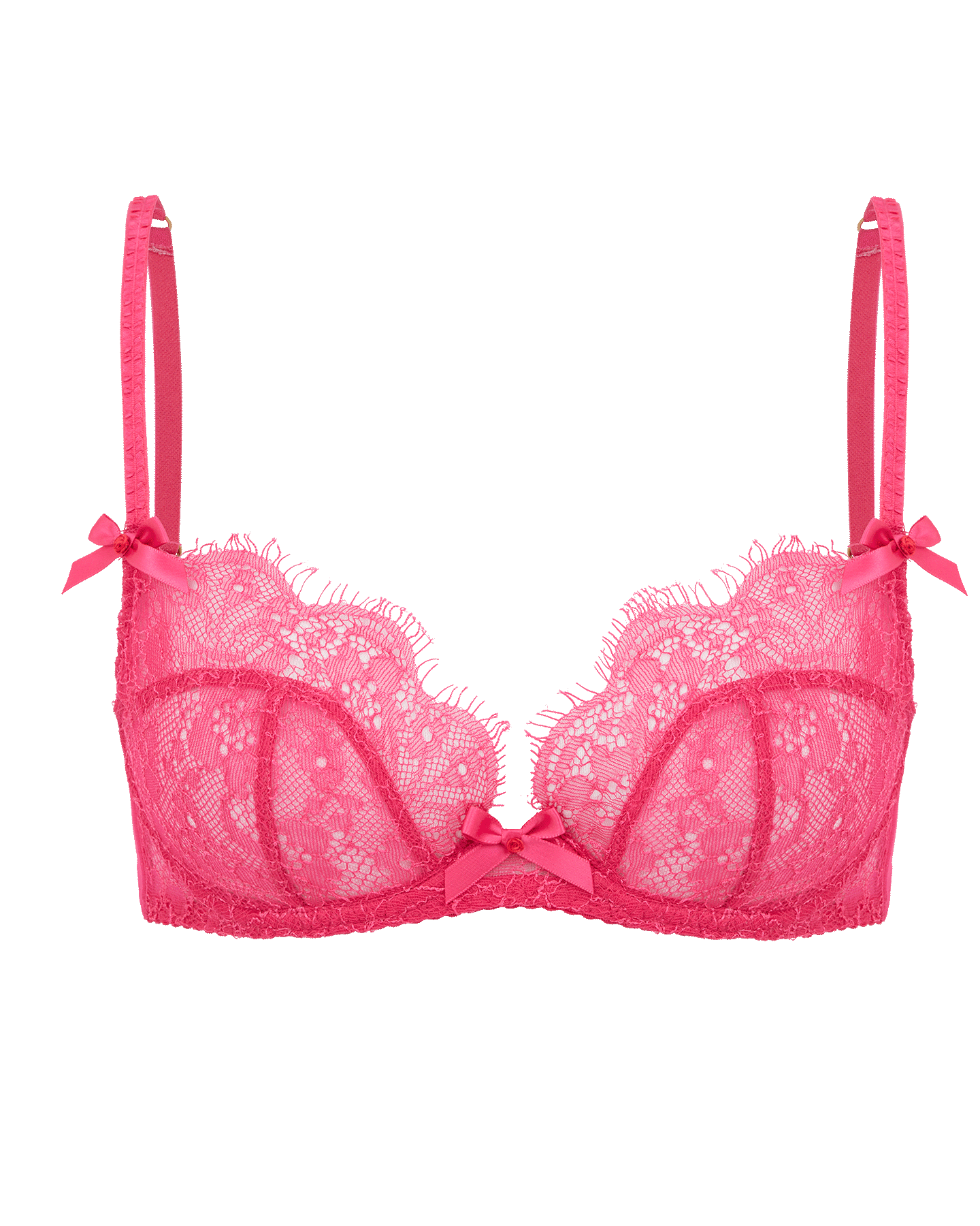 Lost Ink high apex contrast lace bra in pink and coral - ShopStyle