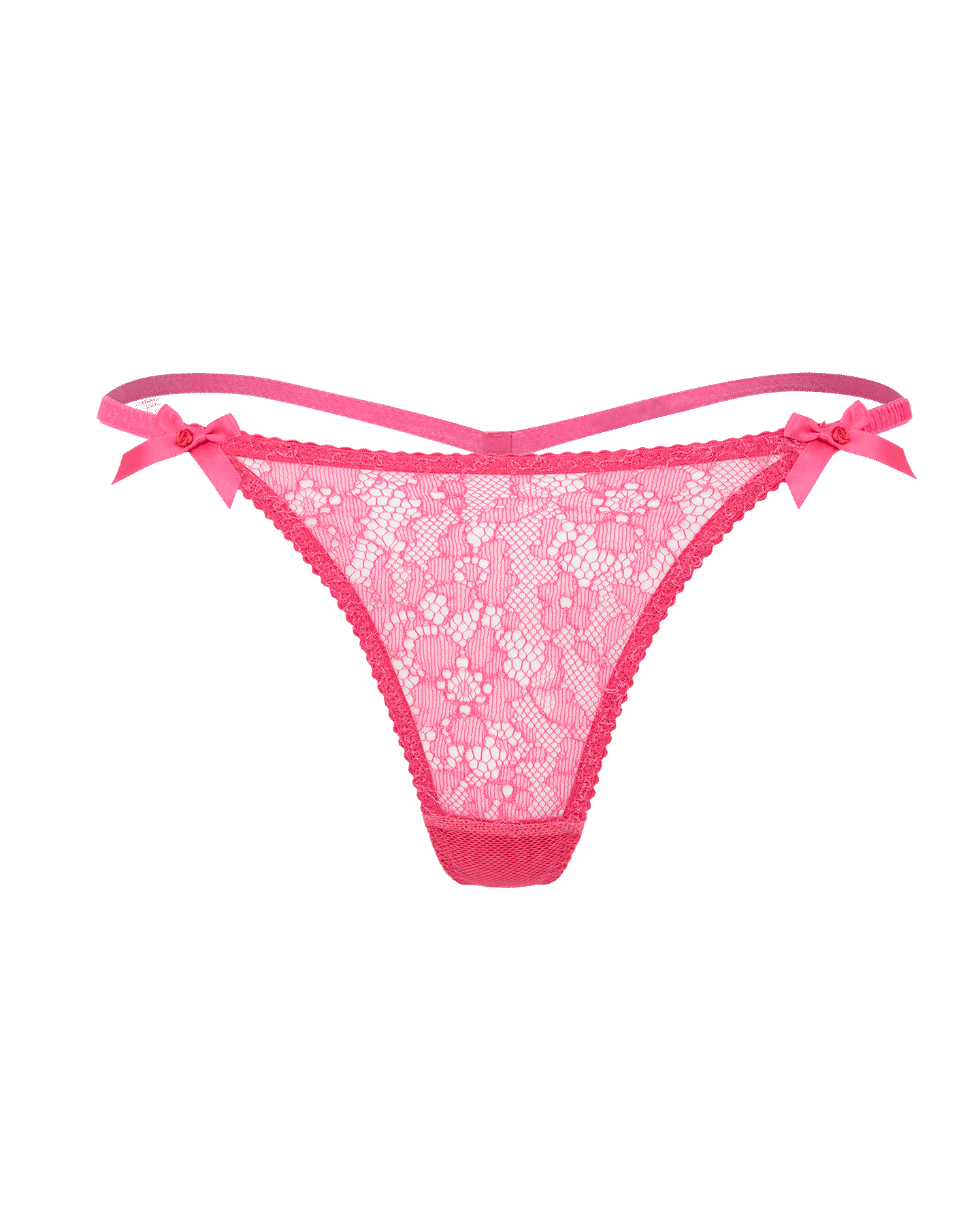 Pink Blush Fuchsia Lace Thong Panties Sheer G-String Lingerie Underwear OS  S M