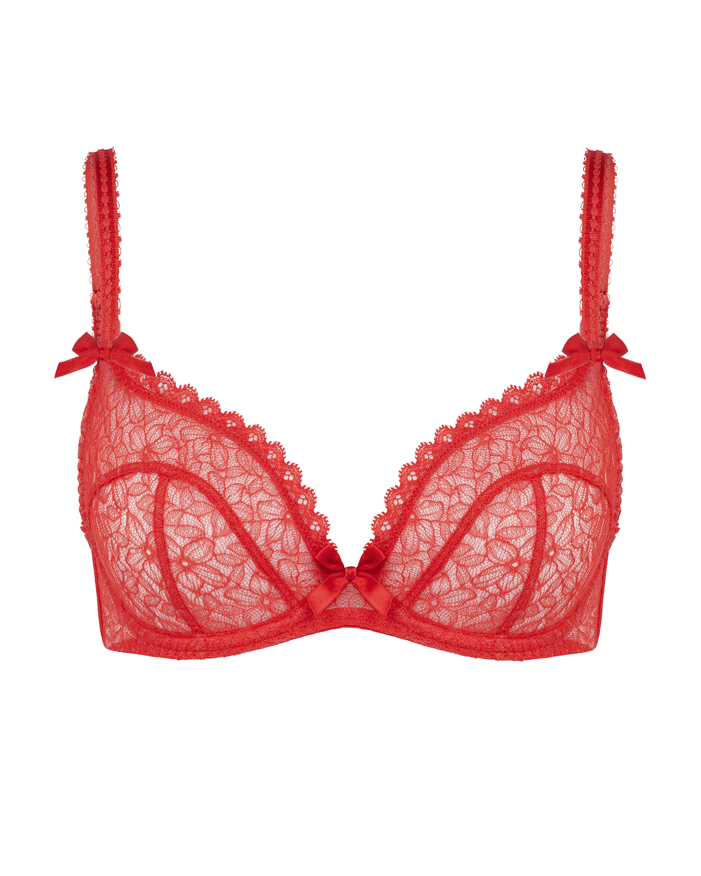 Axami V-7121 underwired plain push-up bra with removable pads , Red