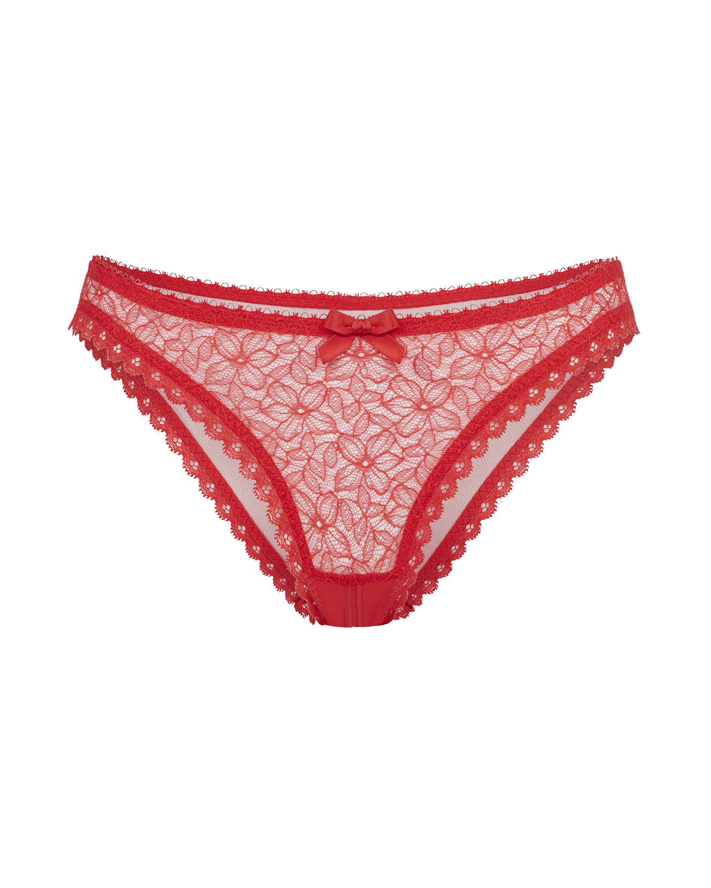 Women`s Erotic Lingerie on White Surface. Red Lacy Underwear on