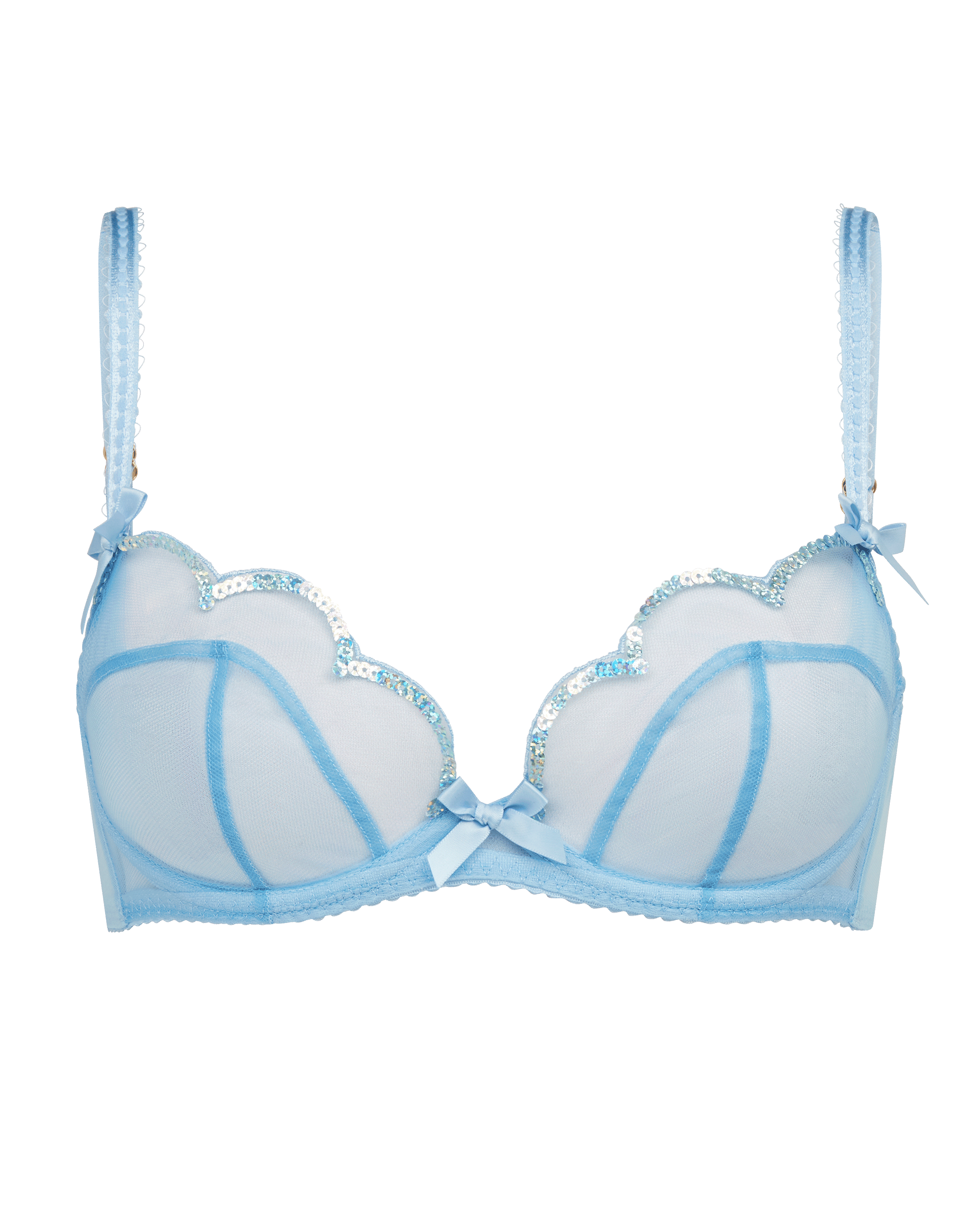Lorna Party Plunge Underwired Bra in Baby Blue/Iridescent | By Agent ...
