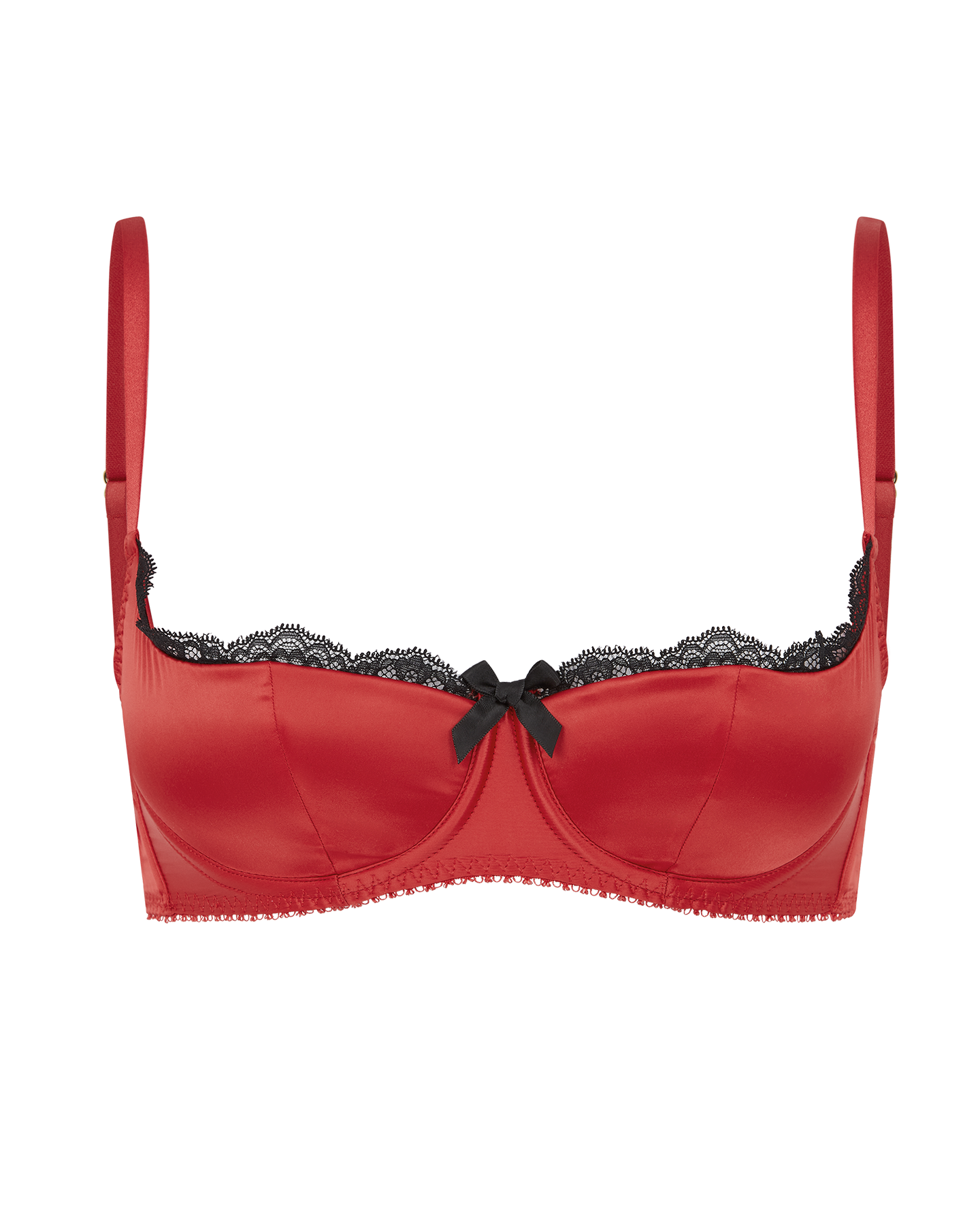 Padded Satin Bra With Lace- B Cup - UHQ