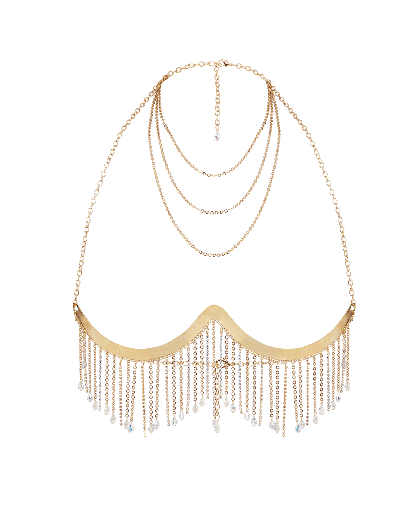 Gold Rhinestone Drop Bra Body Chain Jewelry