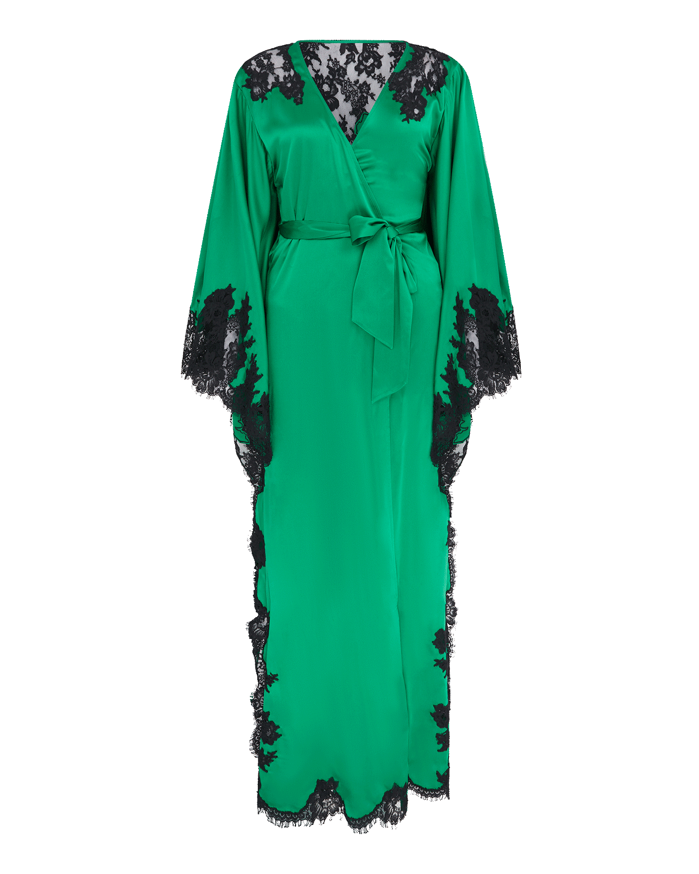 Trishya Long Kimono in Emerald/Black | By Agent Provocateur
