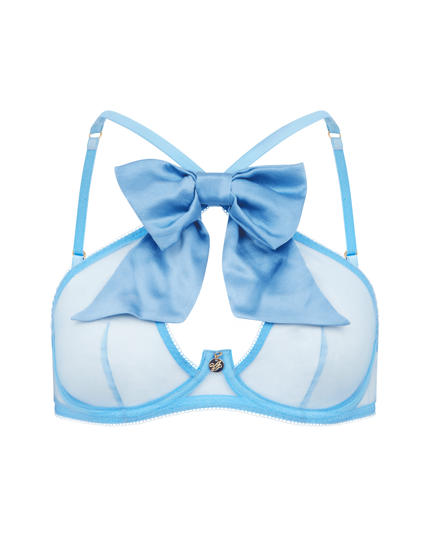 Oriana High Neck Underwired Bra in Baby Blue | By Agent Provocateur