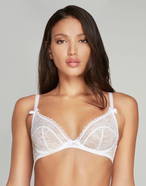 AGENT PROVOCATEUR Nude/Silver Sparkle Plunge Underwired Bra Size UK/USA 36D  BNWT 5054228078452 on eBid United States