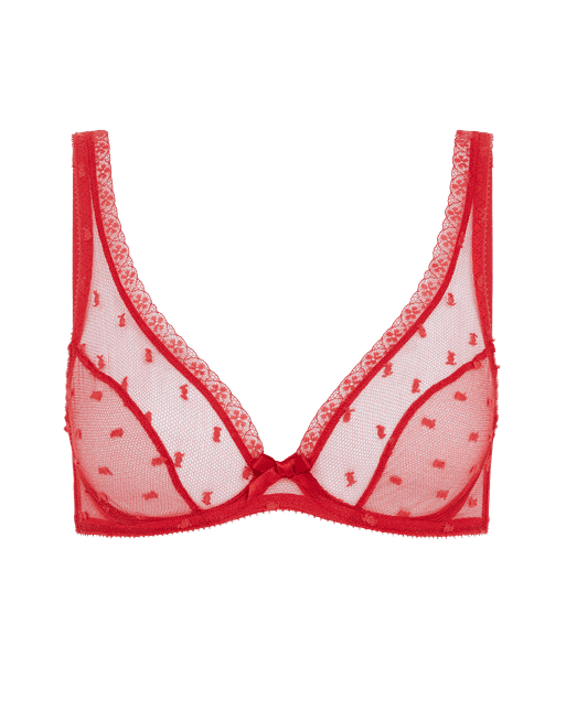 Buy Rosaline Cotton Rich Polka Printed Wirefree Bra- Red at Rs.349 online