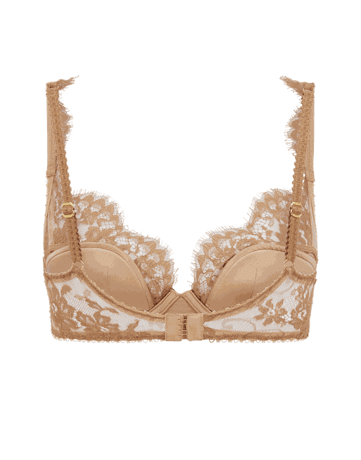 Agent Provocateur Tanya Underwired Plunge Satin And Lace Bra - Gold