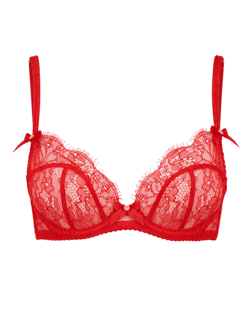 Lorna Lace Plunge Underwired Bra in Red | By Agent Provocateur