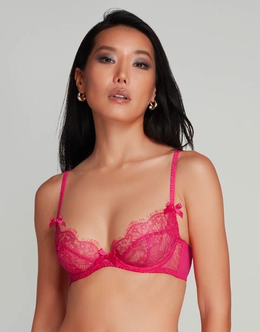Lorna Lace Plunge Underwired Bra in Fuchsia | By Agent Provocateur