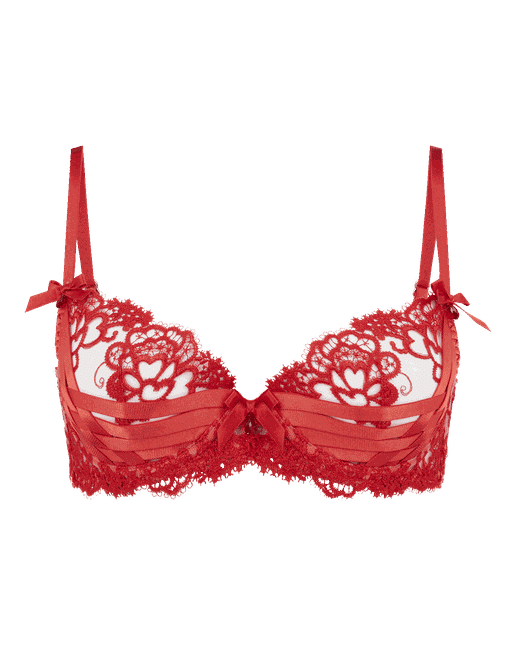 Helene Padded Plunge Underwired Bra in Red | Agent Provocateur