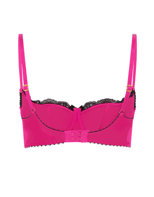 Sample Sale / Black Cotton and Pink Lace Bralette With Bows / Soft
