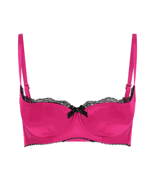 Victoria's Secret Hot Pink Black Lace Bra Size 34DD Balconet