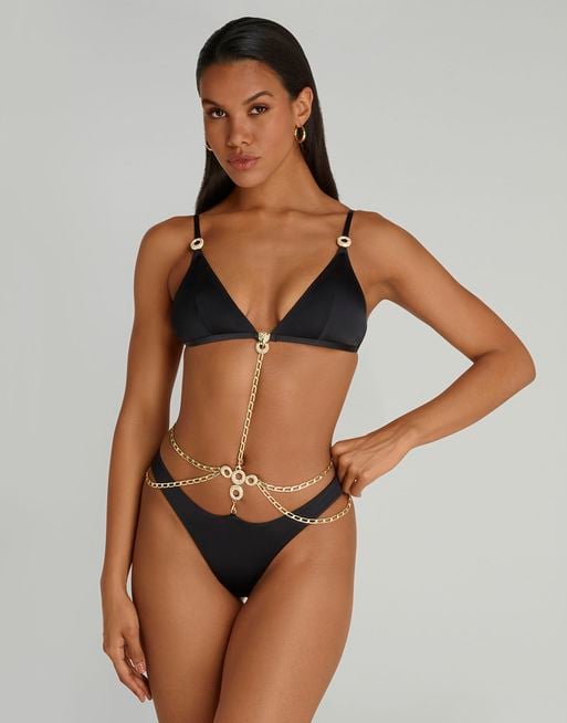 Joblot of 203 Women's Ex-Chainstore Loose Black Bikini Top