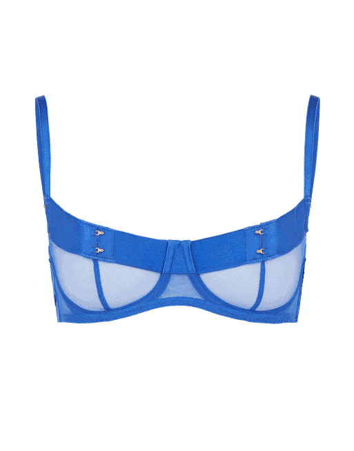 Agent Provocateur Caity Sheer-panelled Satin Bra in Blue