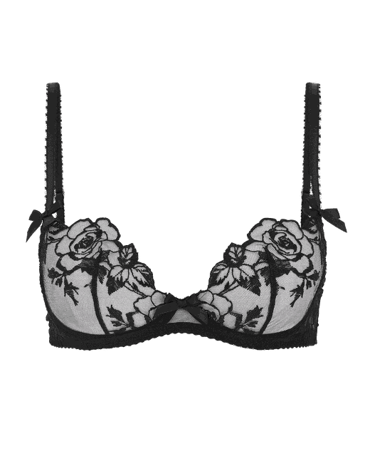 Agent Provocateur Callypso Floral-embroidered Tulle Bra in Black