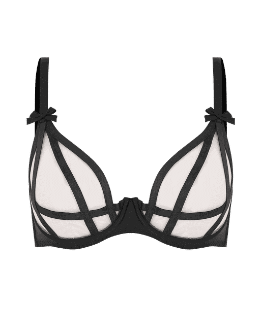 Pure Silk Sexy Black Lingerie Set With Logo Don't Look Band, Thong