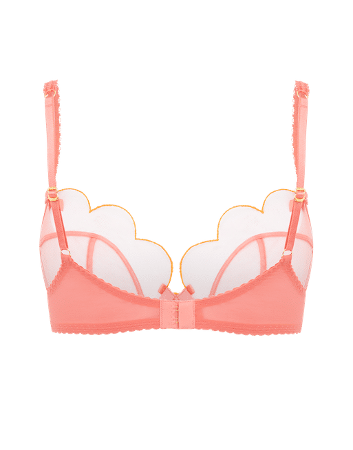 Pink Lorna scallop-embroidered mesh underwired bra
