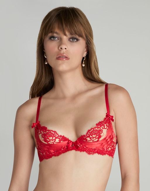 Adelea Plunge Underwired Bra in Red